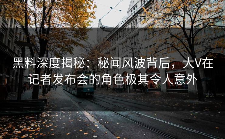 黑料深度揭秘：秘闻风波背后，大V在记者发布会的角色极其令人意外