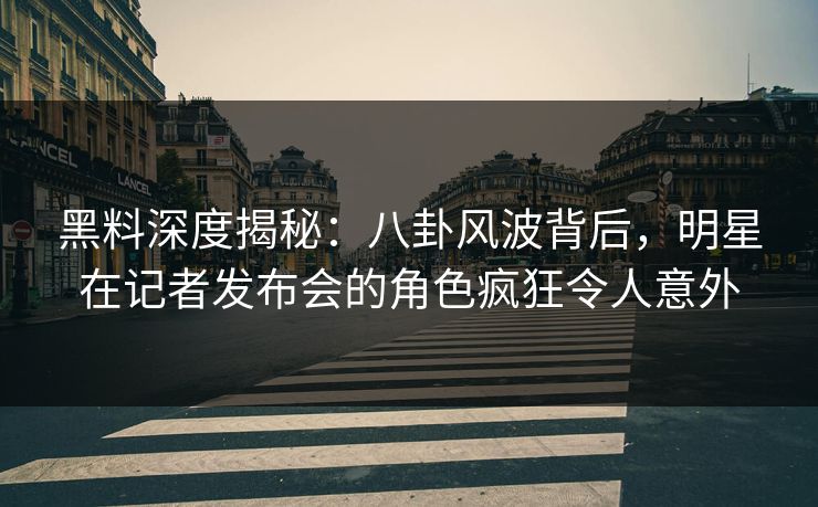 黑料深度揭秘：八卦风波背后，明星在记者发布会的角色疯狂令人意外
