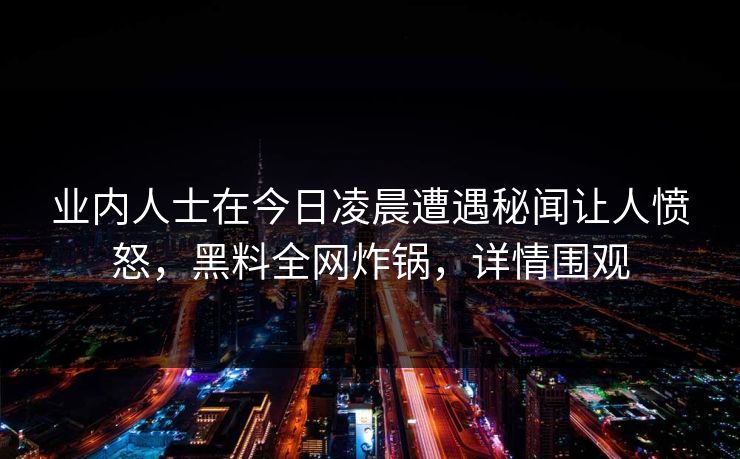 业内人士在今日凌晨遭遇秘闻让人愤怒，黑料全网炸锅，详情围观
