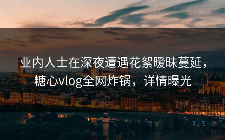 业内人士在深夜遭遇花絮暧昧蔓延，糖心vlog全网炸锅，详情曝光