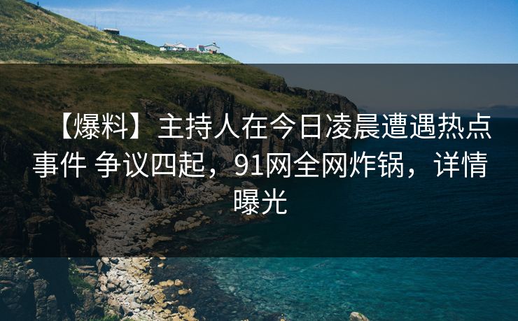 【爆料】主持人在今日凌晨遭遇热点事件 争议四起，91网全网炸锅，详情曝光