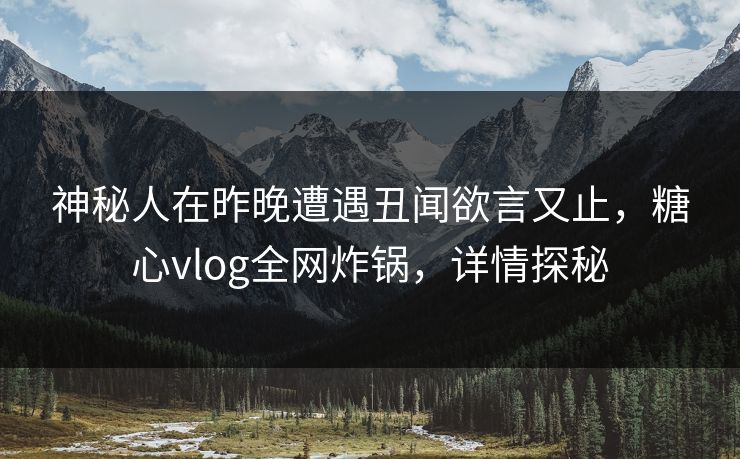 神秘人在昨晚遭遇丑闻欲言又止，糖心vlog全网炸锅，详情探秘